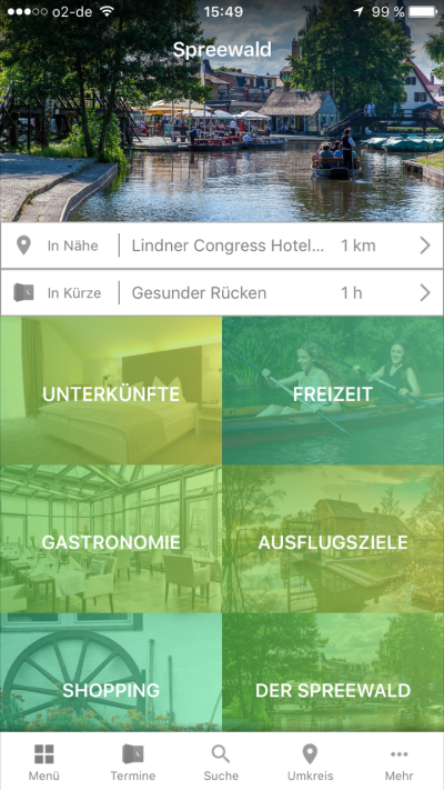 Spreewald App Hauptansicht